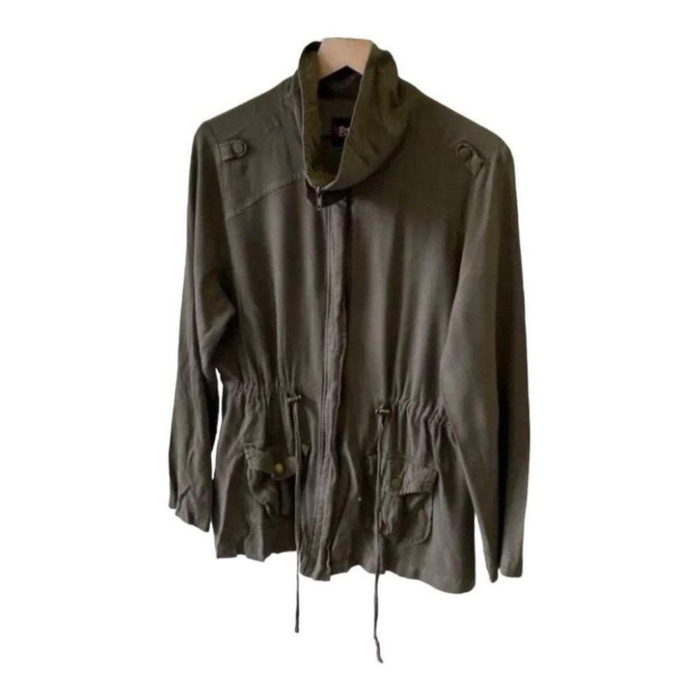 B Sweet Olive Green‎ Utility Anorak Jacket Drawstring Waist Lightweight XL